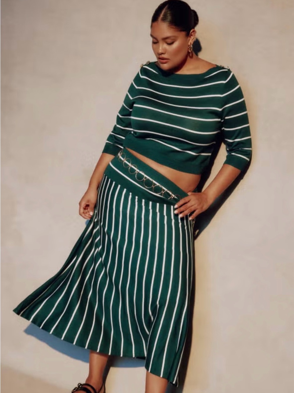 June and Vie Cropped Boat Neck Sweater